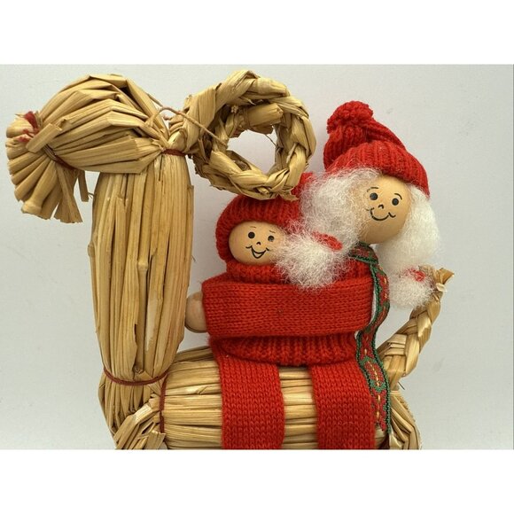 Straw Swedish Goat Julbock Yule Sweden Julgoat With Children Christmas Holiday - Picture 2 of 7